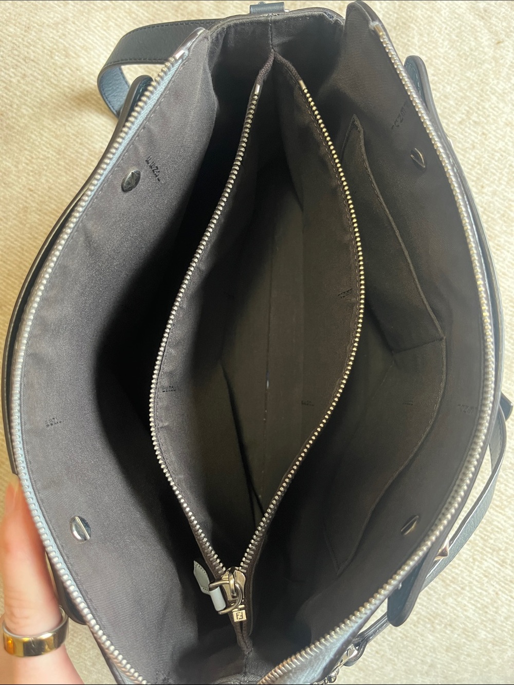 Fendi By The Way Bag in Navy / Light Blue Leather - Picture 7 of 13